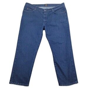 Lee Regular Fit Mens Jeans Size 42x30 Dark Blue Soft Denim